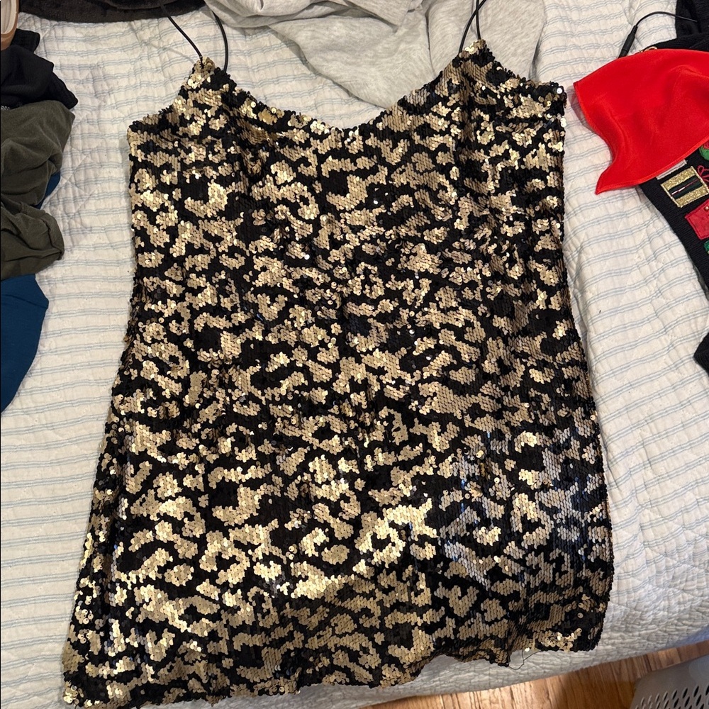 Sequin Leopard Print mini dress
